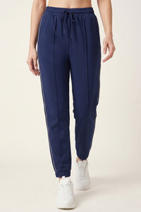 Zivame Knit Poly Athleisure Joggers - Navy Peony — thumbnail 2